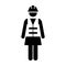 Worker Icon Vector Female Service Person of Building Construction Workman With Hardhat Helmet and Jacket in Glyph Pictogram
