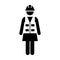 Worker Icon Vector Female Service Person of Building Construction Workman With Hardhat Helmet and Jacket in Glyph Pictogram