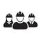 Worker icon vector group of construction contractor people persons profile avatar for team work with hardhat helmet