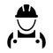 Worker icon vector male construction service person profile avatar with hardhat helmet and jacket in glyph pictogram