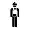 Worker Icon Vector Male Service Person of Building Construction Workman With Hardhat Helmet and Jacket in Glyph Pictogram Symbol