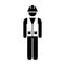 Worker Icon Vector Male Service Person of Building Construction Workman With Hardhat Helmet and Jacket in Glyph Pictogram Symbol