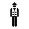 Worker Icon Vector Male Service Person of Building Construction Workman With Hardhat Helmet and Jacket in Glyph Pictogram Symbol