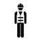 Worker Icon Vector Male Service Person of Building Construction Workman With Hardhat Helmet and Jacket in Glyph Pictogram Symbol