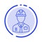 Worker, Industry, Construction, Constructor, Labour, Labor Blue Dotted Line Line Icon