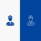 Worker, Industry, Construction, Constructor, Labour, Labor Line and Glyph Solid icon Blue banner Line and Glyph Solid icon Blue