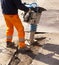 Worker with jackhammer