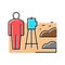worker with lever researching place for building road color icon vector illustration