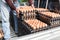 Worker life sort egg panel in wholesale market on truck