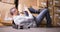 Worker lying on the floor in warehouse