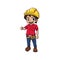 Worker mascot and background on fire pose