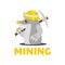 Worker Mole Mining wear hard hats logo design