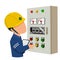 Worker is operating control panel