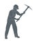 Worker with a pickaxe vector illustration black silhouette profile