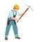 Worker with a pickaxe vector illustration flat style profile