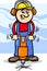 Worker with pneumatic hammer cartoon