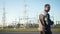 A worker at the power plant conducts an inspection