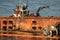 Worker prepare to salvage wrecked ship