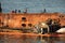 Worker prepare to salvage wrecked ship i