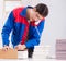 Worker in publishing house preparing book order