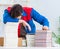 Worker in publishing house preparing book order