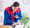 Worker in publishing house preparing book order