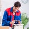 Worker in publishing house preparing book order