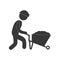 worker pushing wheelbarrow mine work figure pictogram