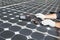 Worker repair energy photovoltaic solar panels