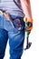 Worker\'s back with tools