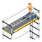 Worker on scaffold icon, isometric style