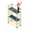 Worker scaffold icon, isometric style