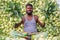 A worker is showing best fresh turnips at Savar, Dhaka, Bangladesh