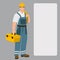 Worker with a toolbox vector illustration flat style profile