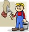 Worker with trowel cartoon illustration