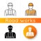 Worker in uniform icon. Construction builder in hardhat. Safety helmet on male repairman. Professional foreman and