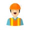 Worker vector illustration, construction builder character, workman happy face. repairman