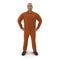 Worker Wearing Orange Coveralls Standing Pose. 3D Illustration