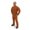 Worker Wearing Orange Coveralls Standing Pose. 3D Illustration