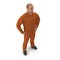 Worker Wearing Orange Coveralls Standing Pose. 3D Illustration