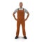 Worker Wearing Orange Overalls Suit Standing Pose. 3D Illustration, isolated