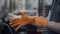 Worker Wearing Rubber Gloves In Modern Beer Factory - close up