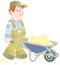 Worker with a wheelbarrow