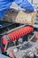 Worker works at a woodworking enterprise. wood industry. vertical photo