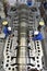 Workers assembling and quality control of gas turbines in a mode