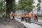 Workers carry out a major overhaul of the children`s railway