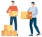 Workers Carrying Packages and Cargo Orders Vector