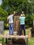 Workers cleaning the Sri Lankan ancient stone inscriptions