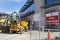 Workers and construction machinery where the new Grantham cinema will open.