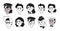 Workers diverse black and white 2D vector avatars illustration set